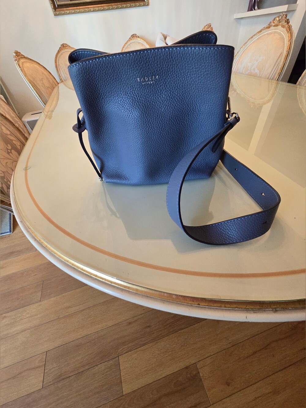 RADLEY LONDON Navy Pebbled Leather Shoulder Bag